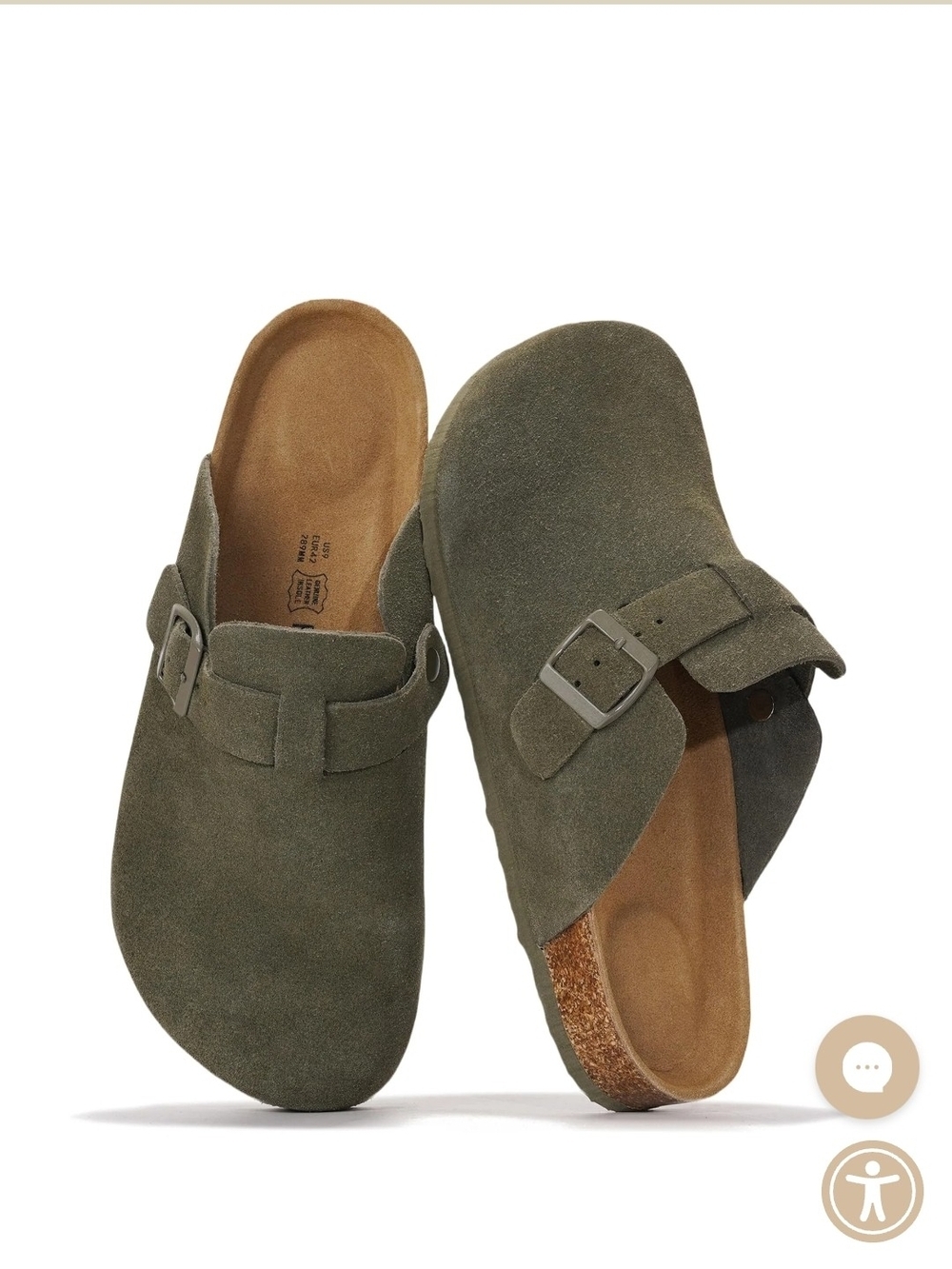 NWT Project Cloud Olive Suede Slip-On Clog Sandals Buckle Sandals & Flip-Flops